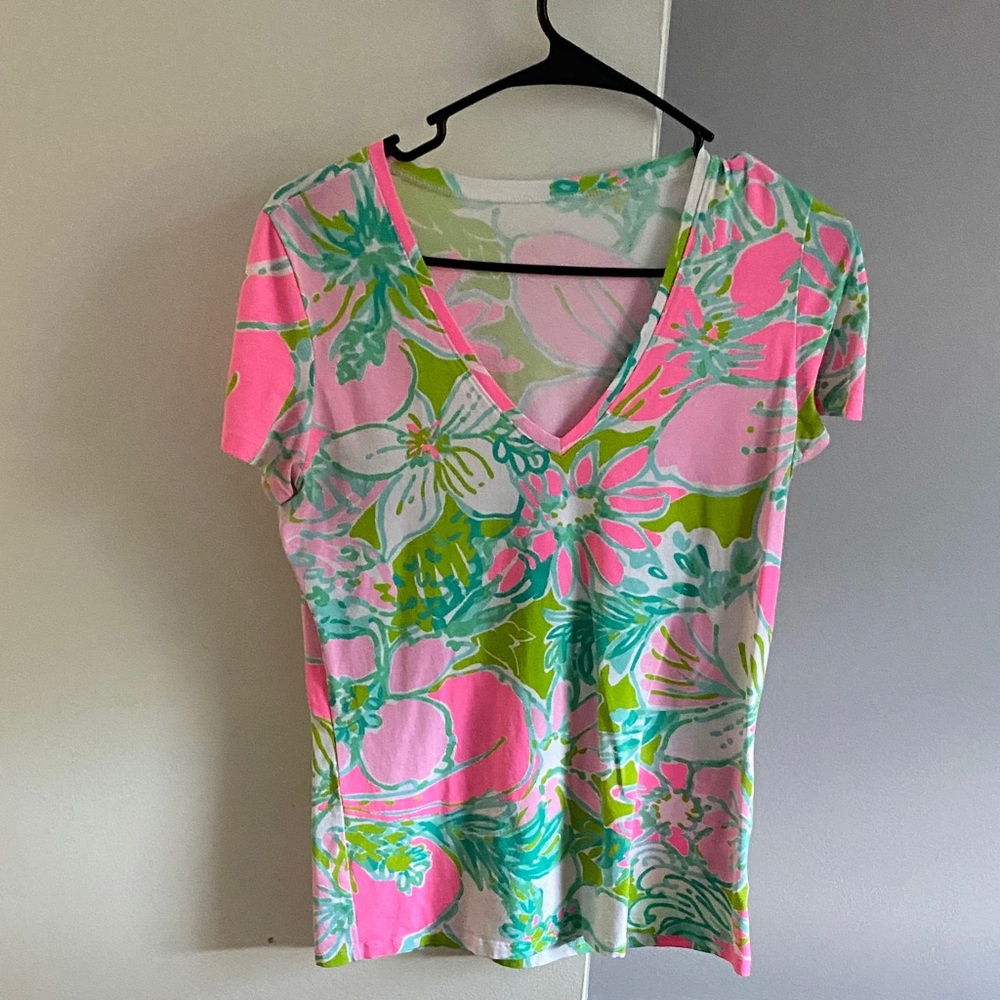 Lilly Pulitzer Pink and Green Floral Top